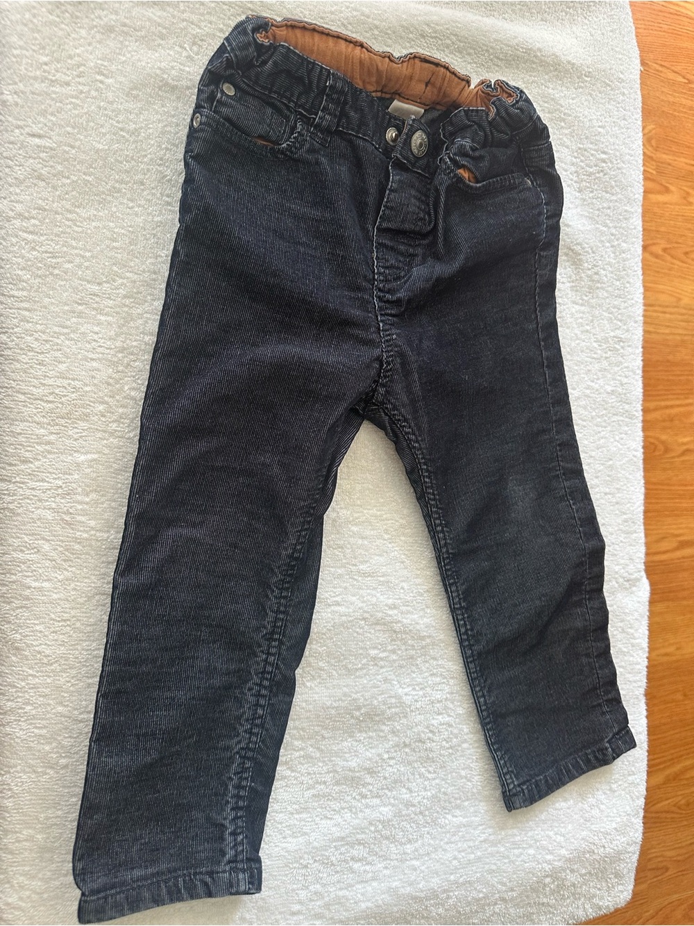 H&M Black Corduroy Jeans with Brown Waist Accent